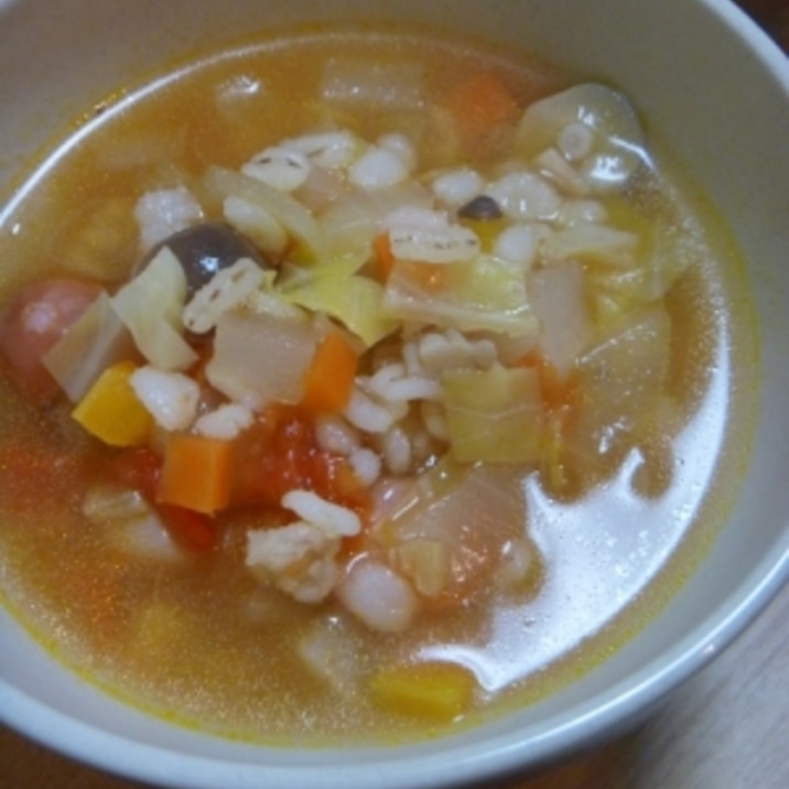 野菜たっぷり押し麦のスープ レシピ 作り方 By Marimomo 楽天レシピ